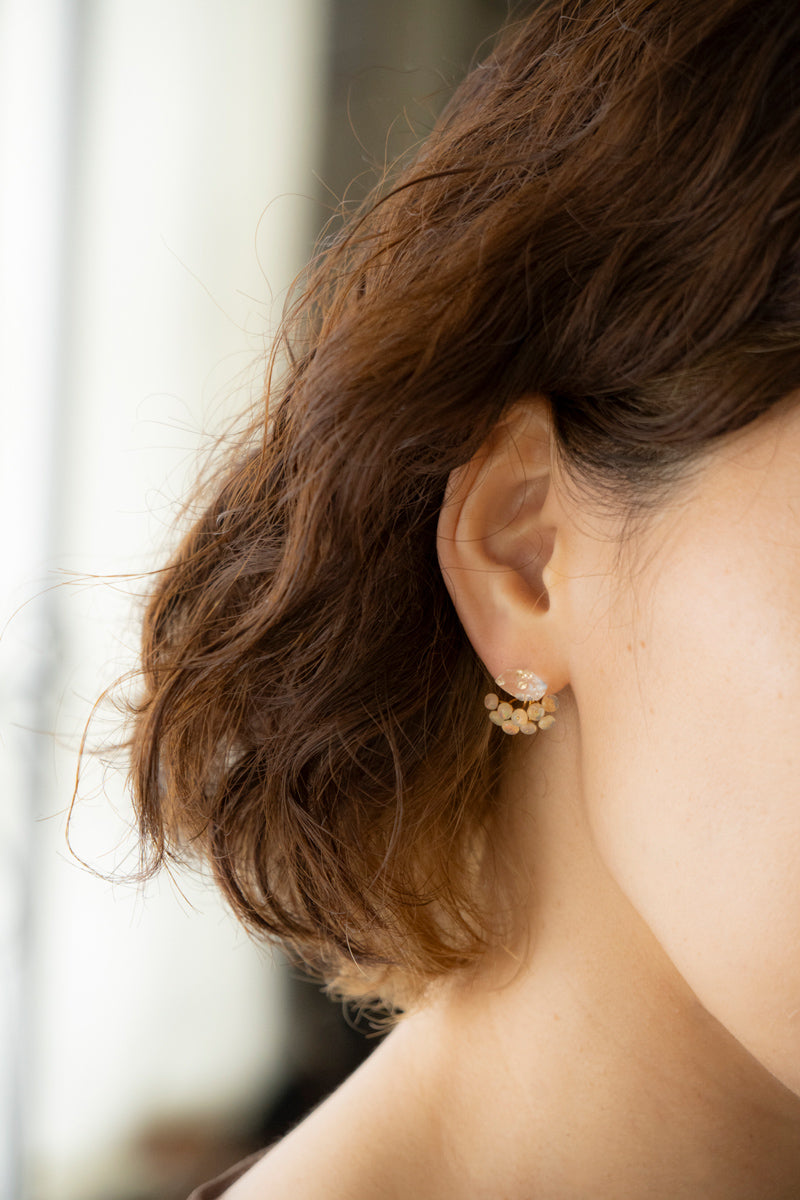 bohem fairy earrings ハーキマークォーツ×オパールピアス/K10