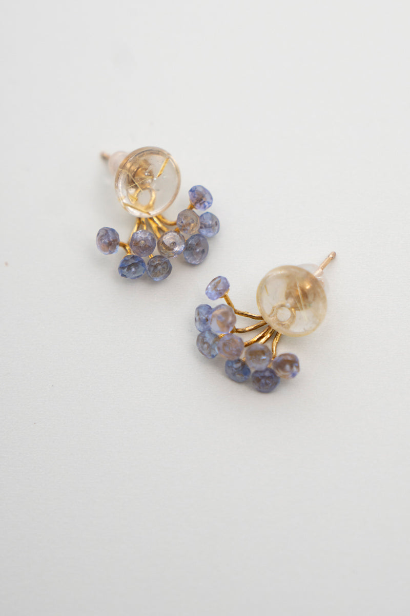 bohem fairy earrings ルチルクォーツ&タンザナイトピアス/K10