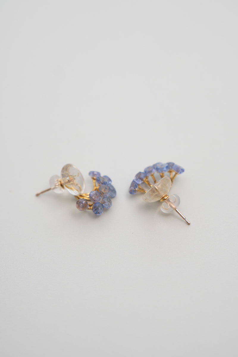 bohem fairy earrings ルチルクォーツ&タンザナイトピアス/K10
