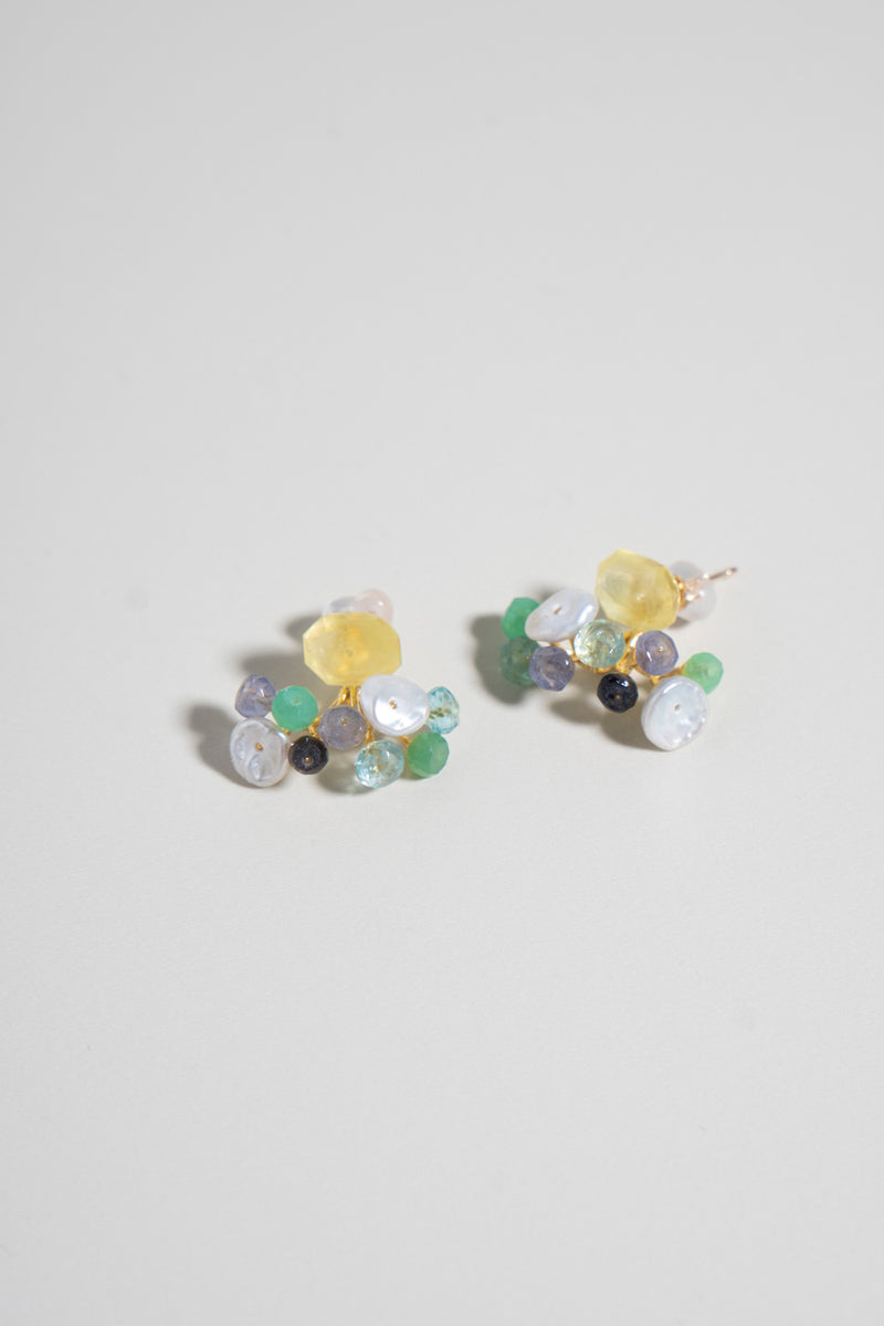 bohem fairy earrings one of kind プレナイト×グリーンMIXピアス/K10