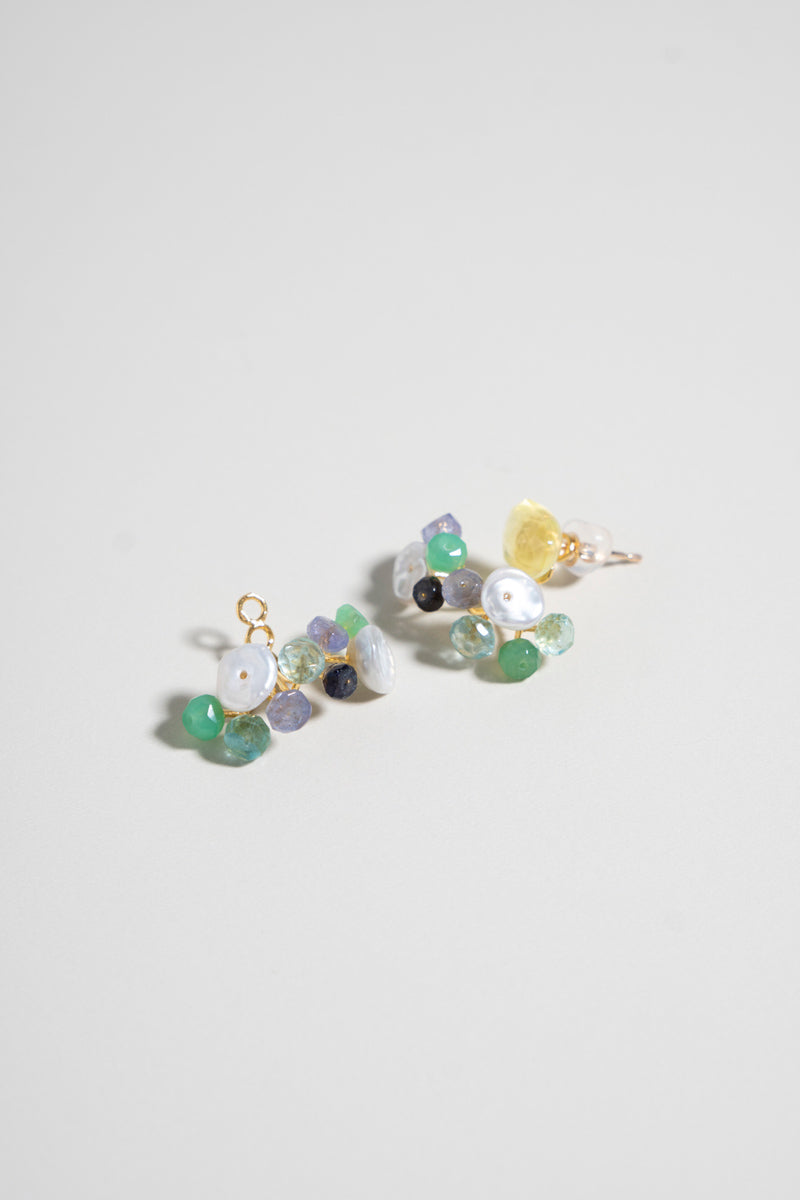 bohem fairy earrings one of kind プレナイト×グリーンMIXピアス/K10