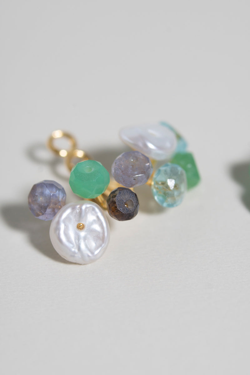 bohem fairy earrings one of kind プレナイト×グリーンMIXピアス/K10