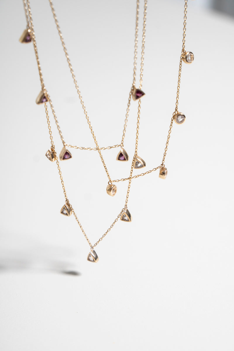 bohem Queen round white topaz necklace ホワイトトパーズネックレス/K10