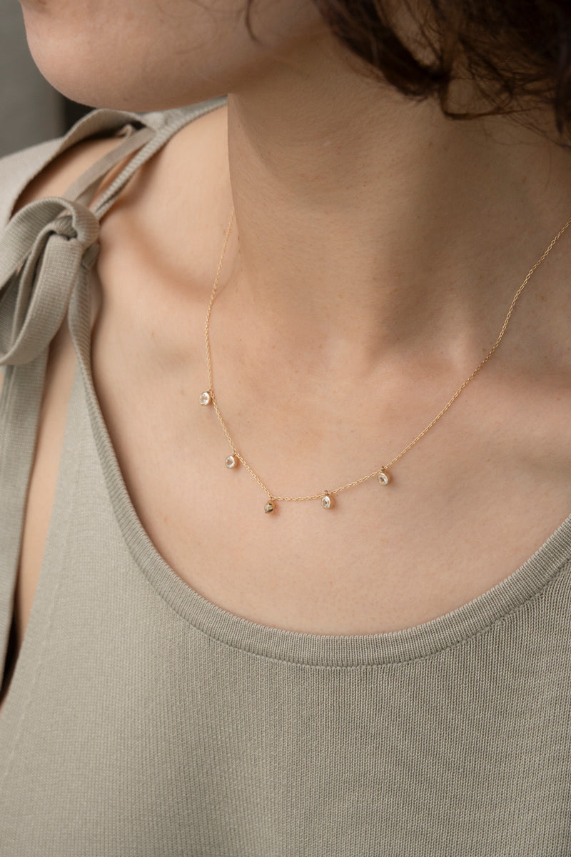 bohem Queen round white topaz necklace ホワイトトパーズネックレス/K10
