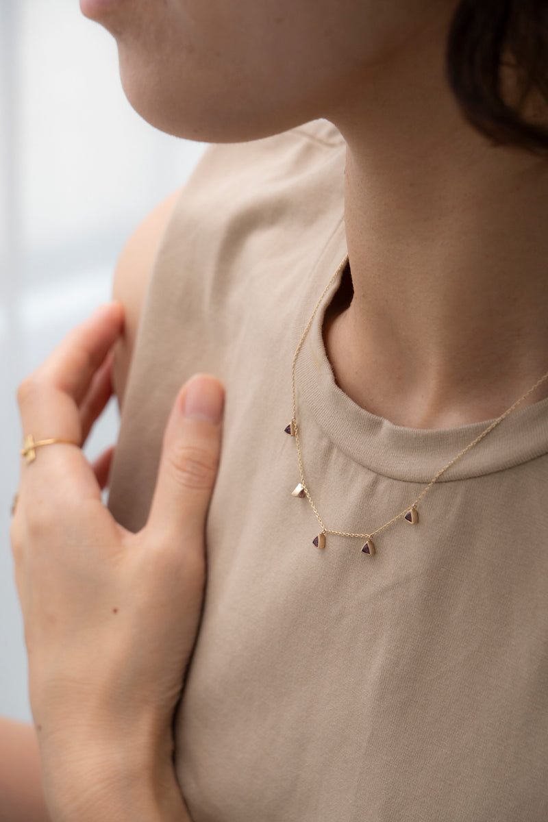 bohem Queen triangle rhodolite garnet necklace ロードライトガーネットネックレス/K10