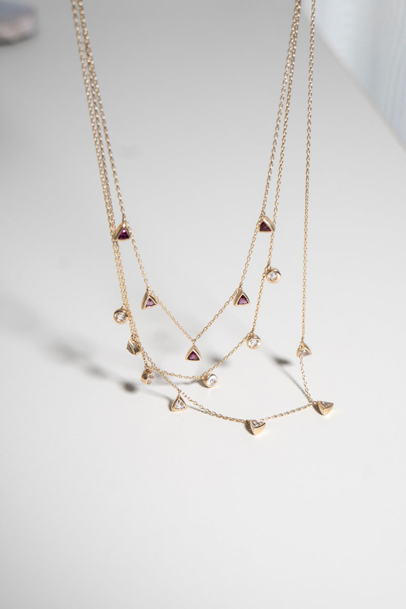 bohem Queen triangle rhodolite garnet necklace ロードライトガーネットネックレス/K10