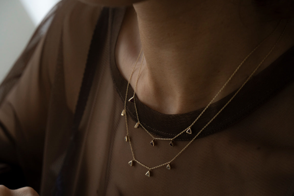 bohem Queen triangle rhodolite garnet necklace ロードライトガーネットネックレス/K10