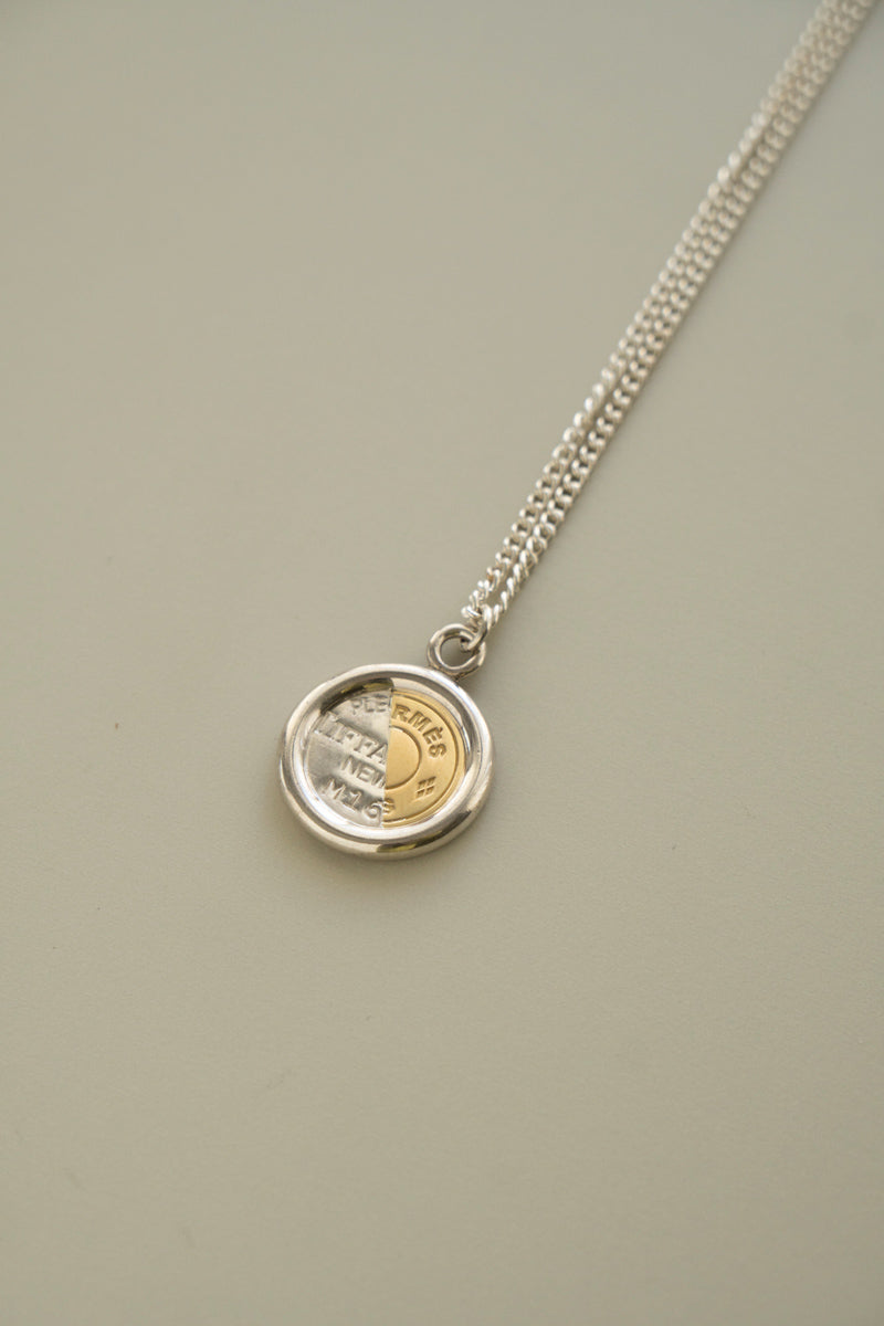 POLYTERON Coin necklace 395 /Silver&K18