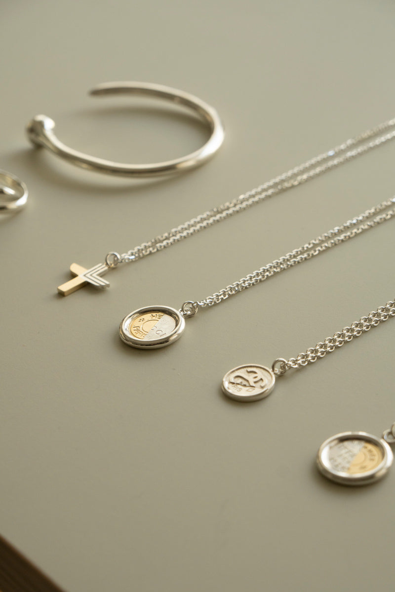 POLYTERON Coin necklace 395 /Silver&K18