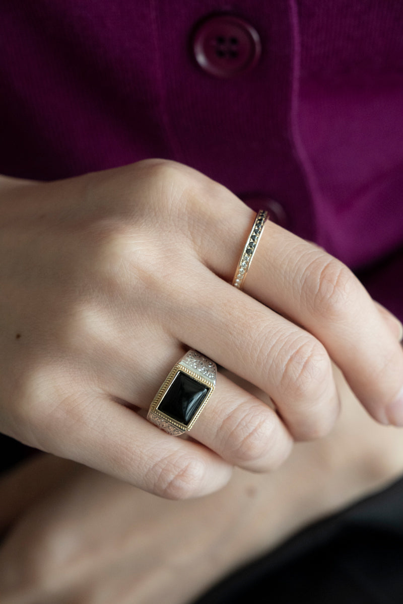 Gerochristo Classic Signet Ring Onyx /SV&K18