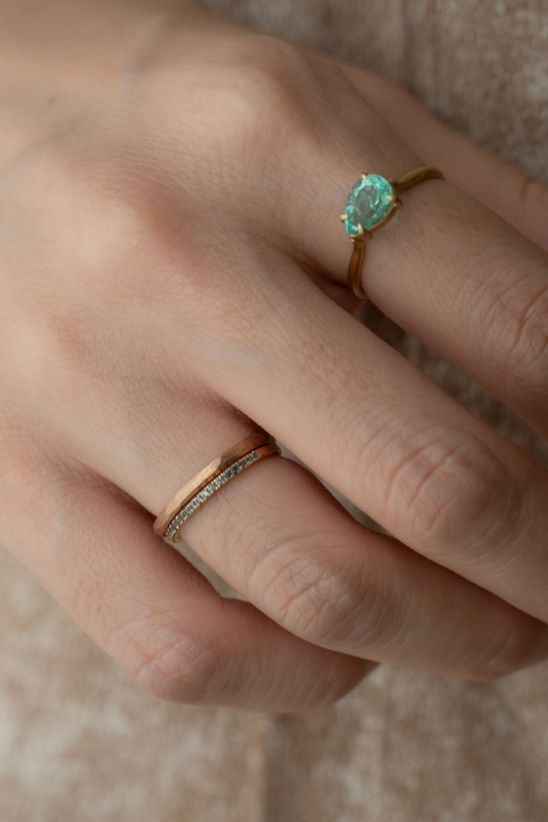 Half Eternity Ring Green Sapphire /K14
