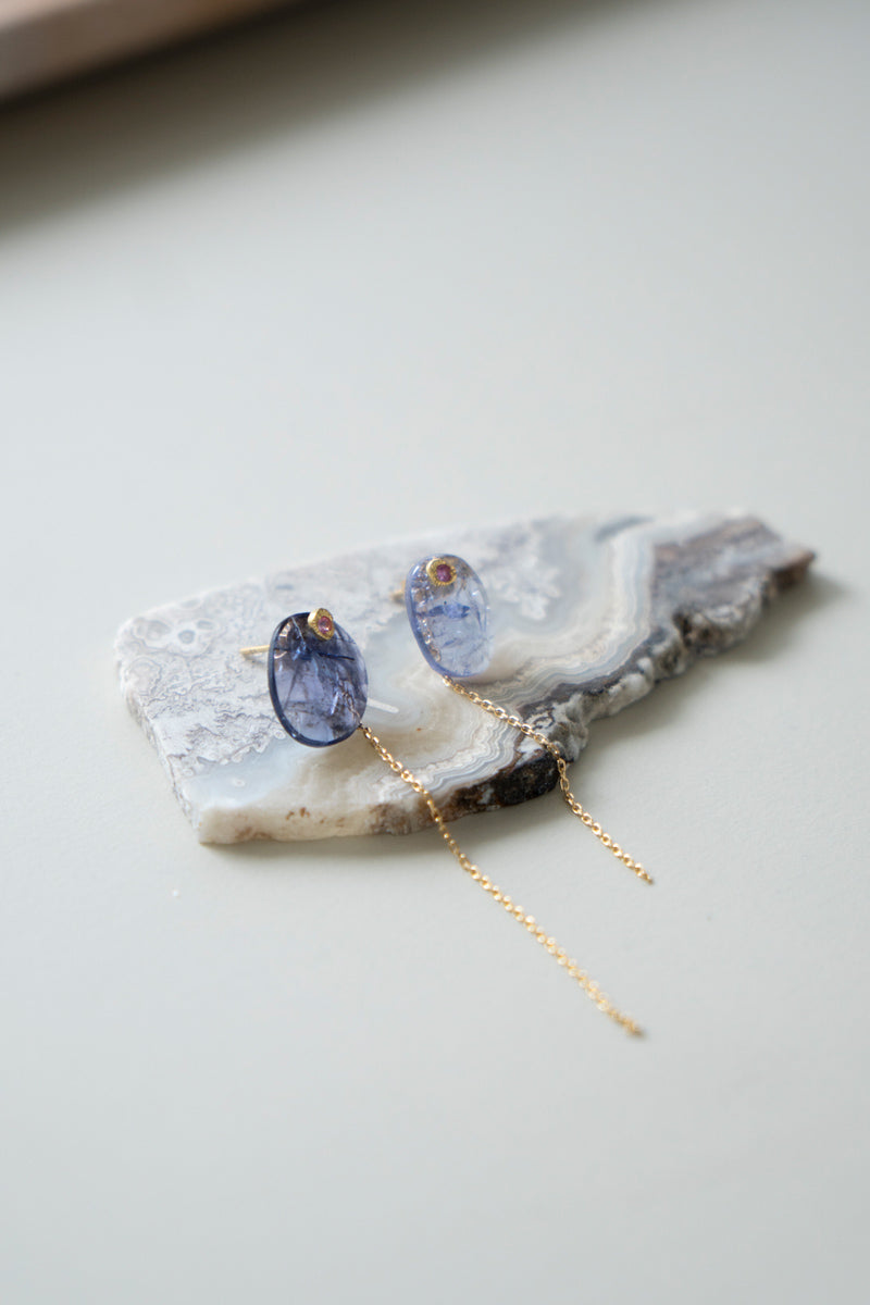 MONAKAjewellery flat tanzanite pierce タンザナイトピアス/K18