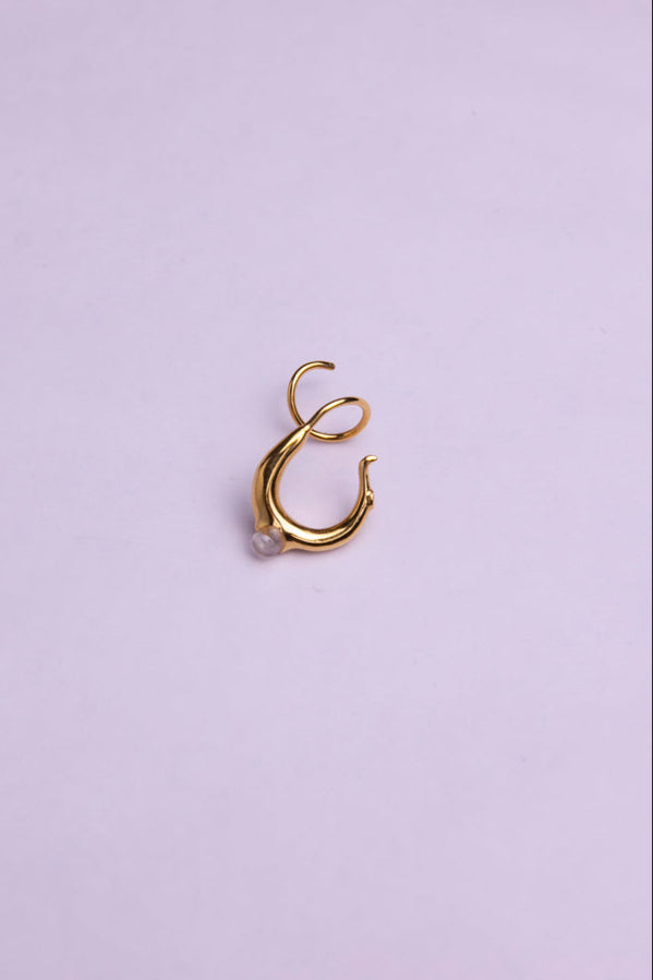 mocco Double hoop quartz pierce GD