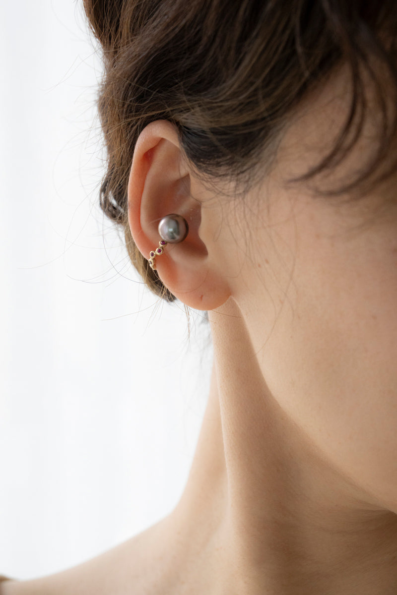 MINIMUMNUTS South sea pearl cup ruby ear cuff 南洋パールイヤカフ/K10