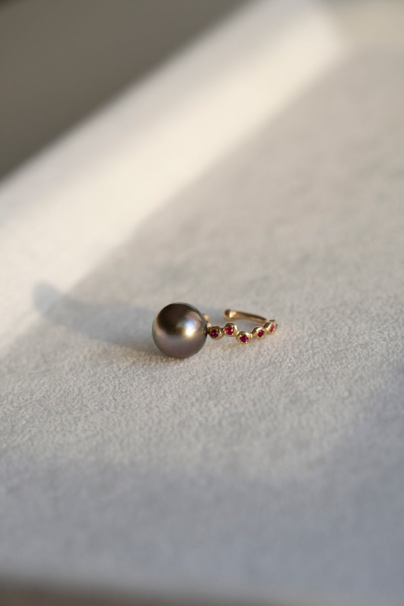 MINIMUMNUTS South sea pearl cup ruby ear cuff 南洋パールイヤカフ/K10