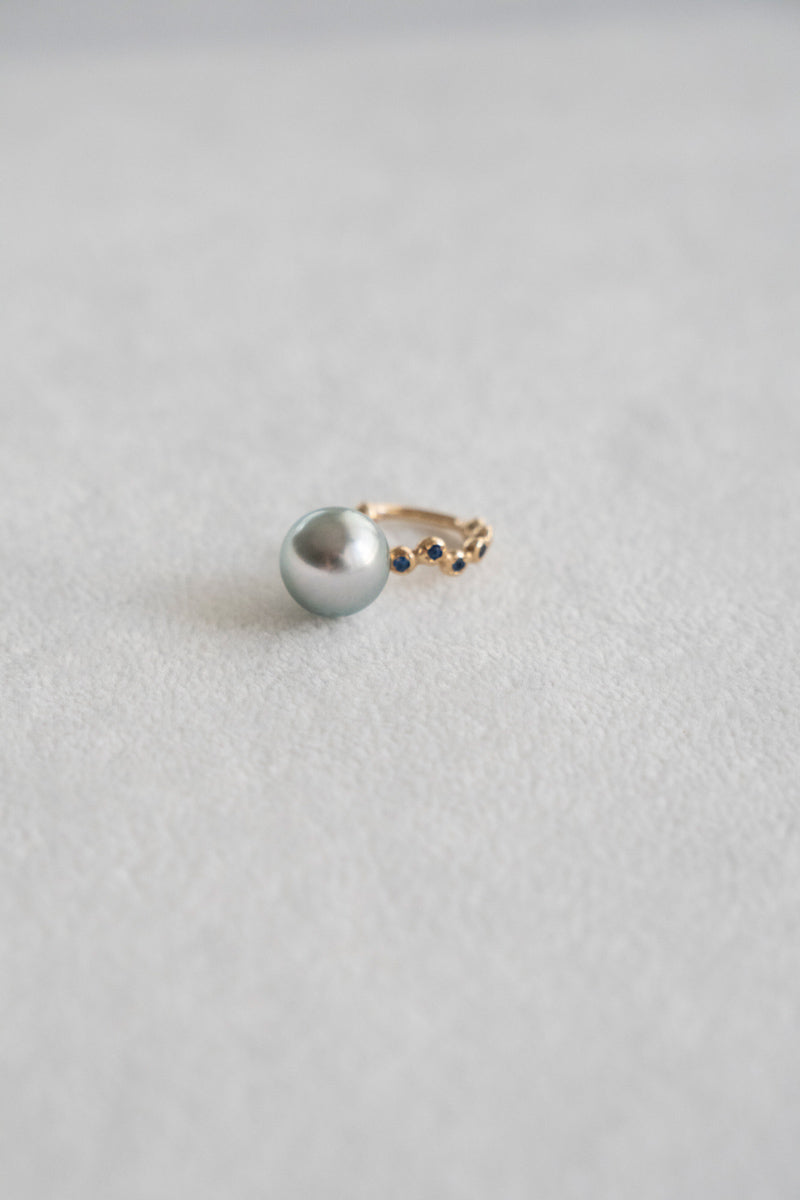 MINIMUMNUTS South sea pearl cup blue sapphire ear cuff 南洋パールイヤカフ/K10