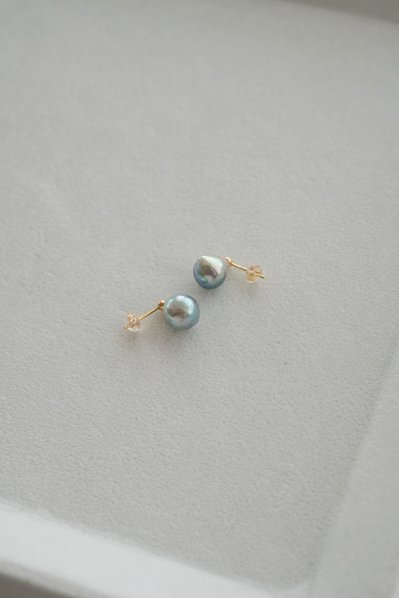 MINIMUMNUTS AKOYA baroque pearl pair pierce あこや真珠ペアピアス/K18