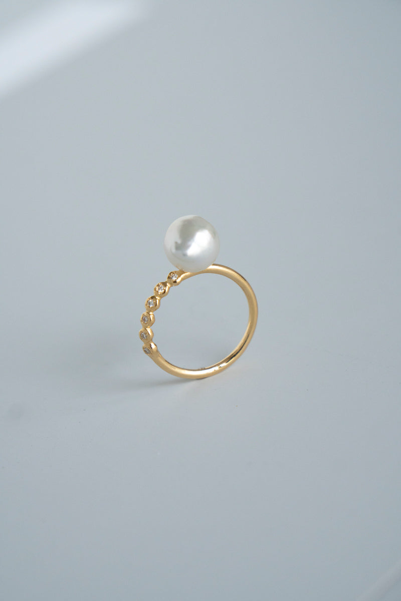MINIMUMNUTS Cupring broque pearl diamond ring バロックパールリング/K18