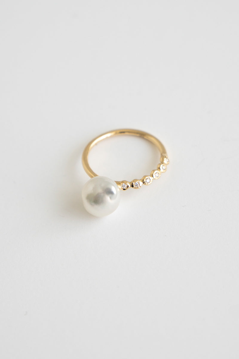 MINIMUMNUTS Cupring broque pearl diamond ring バロックパールリング/K18