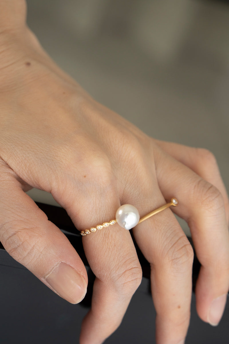 MINIMUMNUTS Cupring broque pearl diamond ring バロックパールリング/K18