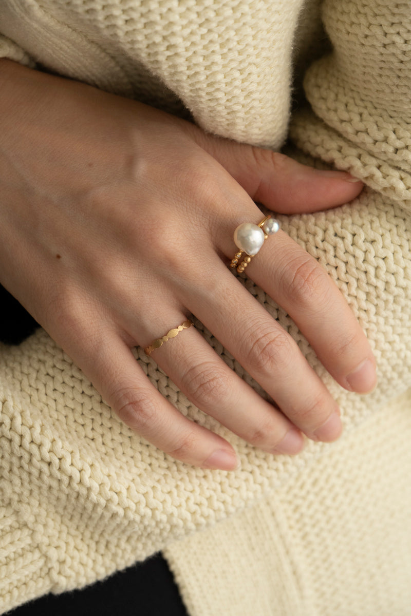 MINIMUMNUTS Cupring Baroque Pearl & Diamond Ring /K18