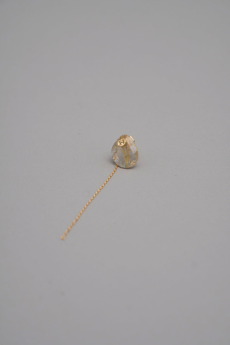 MONAKAjewellery flat golden rutile quartz pierce ゴールデンルチルクォーツピアス/K18