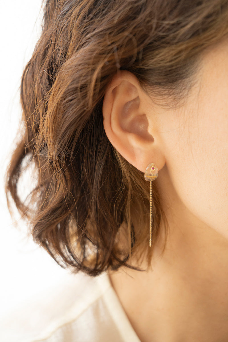MONAKAjewellery flat golden rutile quartz pierce /K18