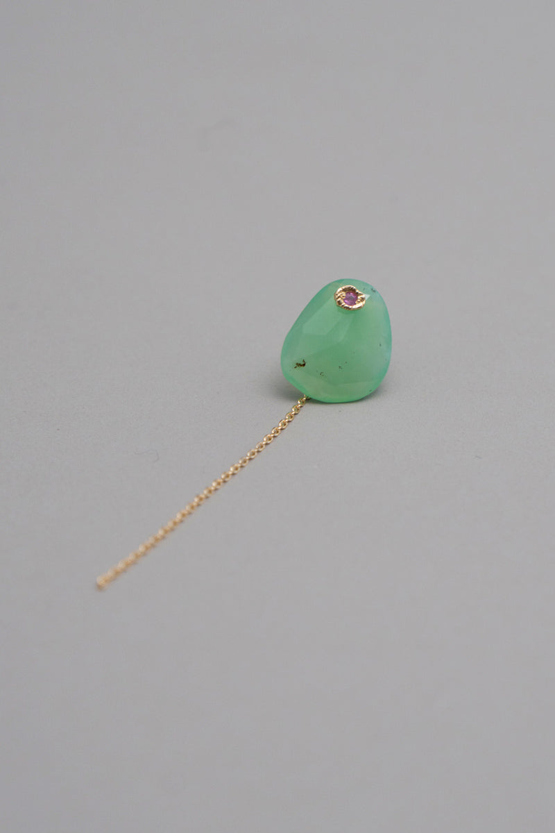 MONAKAjewellery flat chrysoprase pierce クリソプレイズピアス/K18