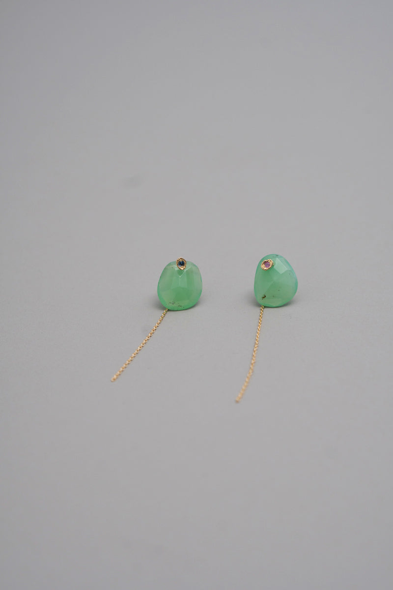 MONAKAjewellery flat chrysoprase pierce クリソプレイズピアス/K18