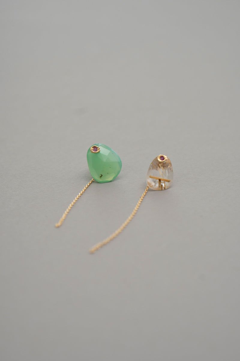 MONAKAjewellery flat chrysoprase pierce クリソプレイズピアス/K18