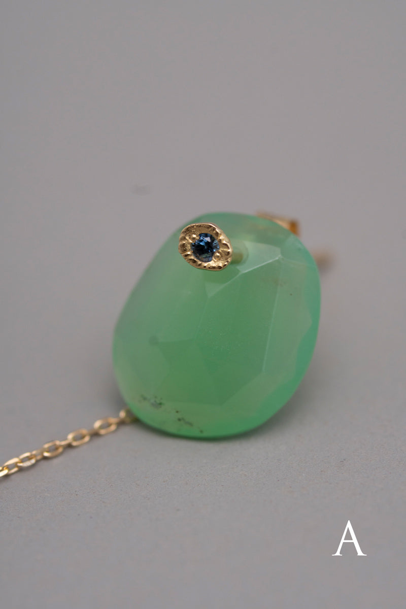 MONAKAjewellery flat chrysoprase pierce クリソプレイズピアス/K18