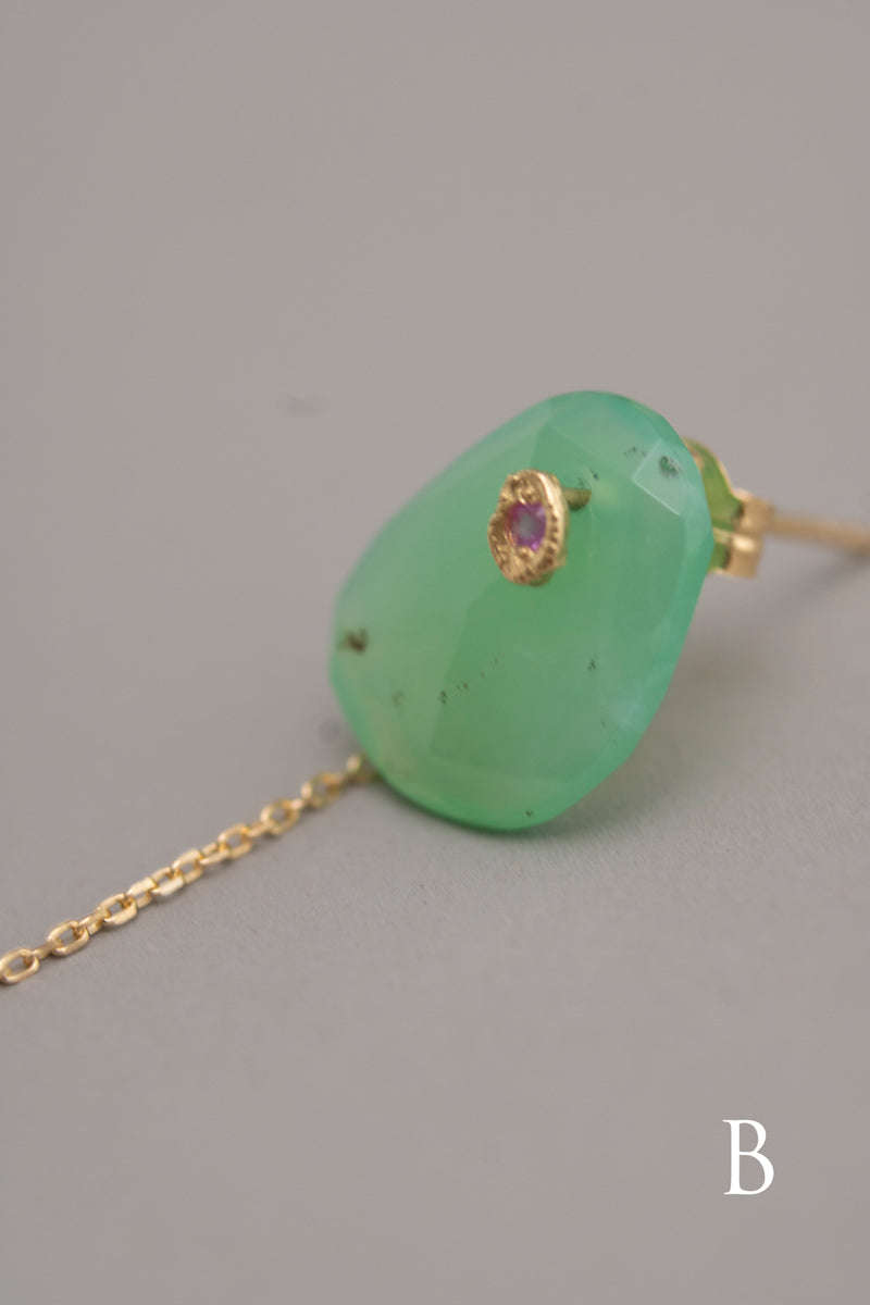 MONAKAjewellery flat chrysoprase pierce クリソプレイズピアス/K18