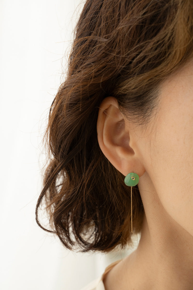 MONAKAjewellery flat chrysoprase pierce クリソプレイズピアス/K18