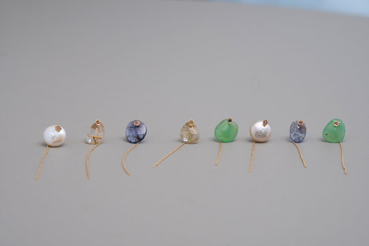 MONAKAjewellery flat chrysoprase pierce クリソプレイズピアス/K18
