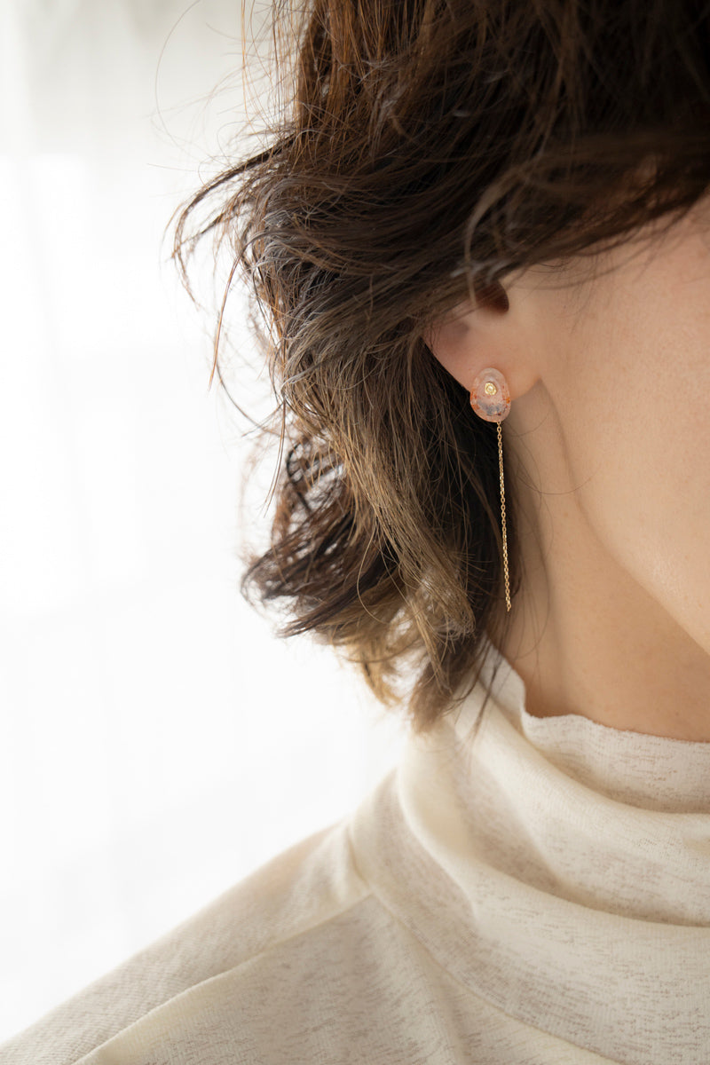 MONAKAjewellery flat Sunstone pierce /K18