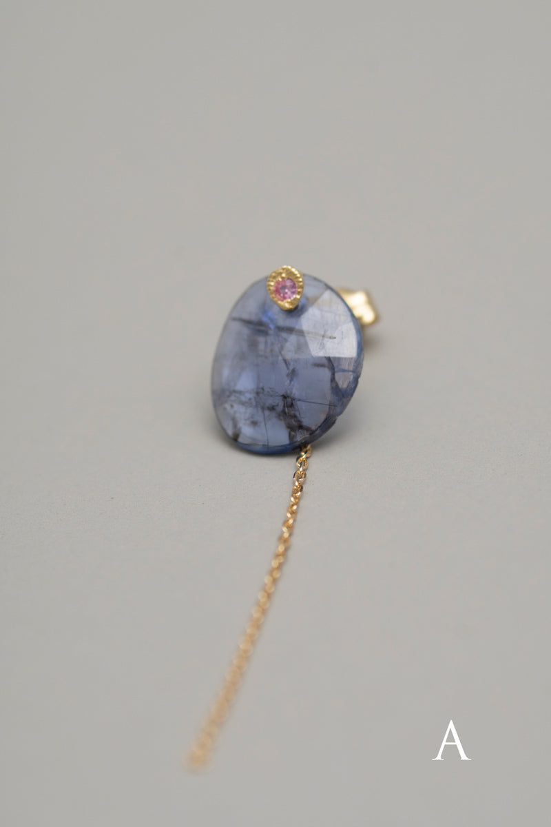 MONAKAjewellery flat tanzanite pierce タンザナイトピアス/K18