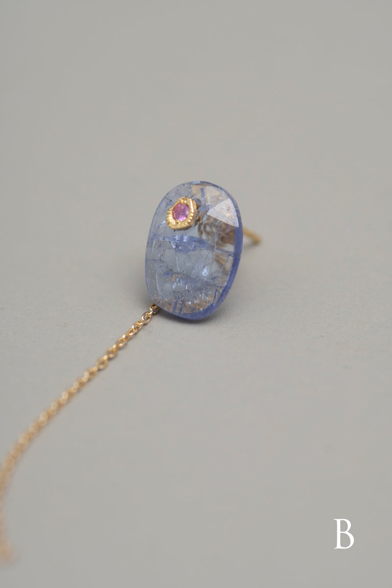 MONAKAjewellery flat tanzanite pierce タンザナイトピアス/K18