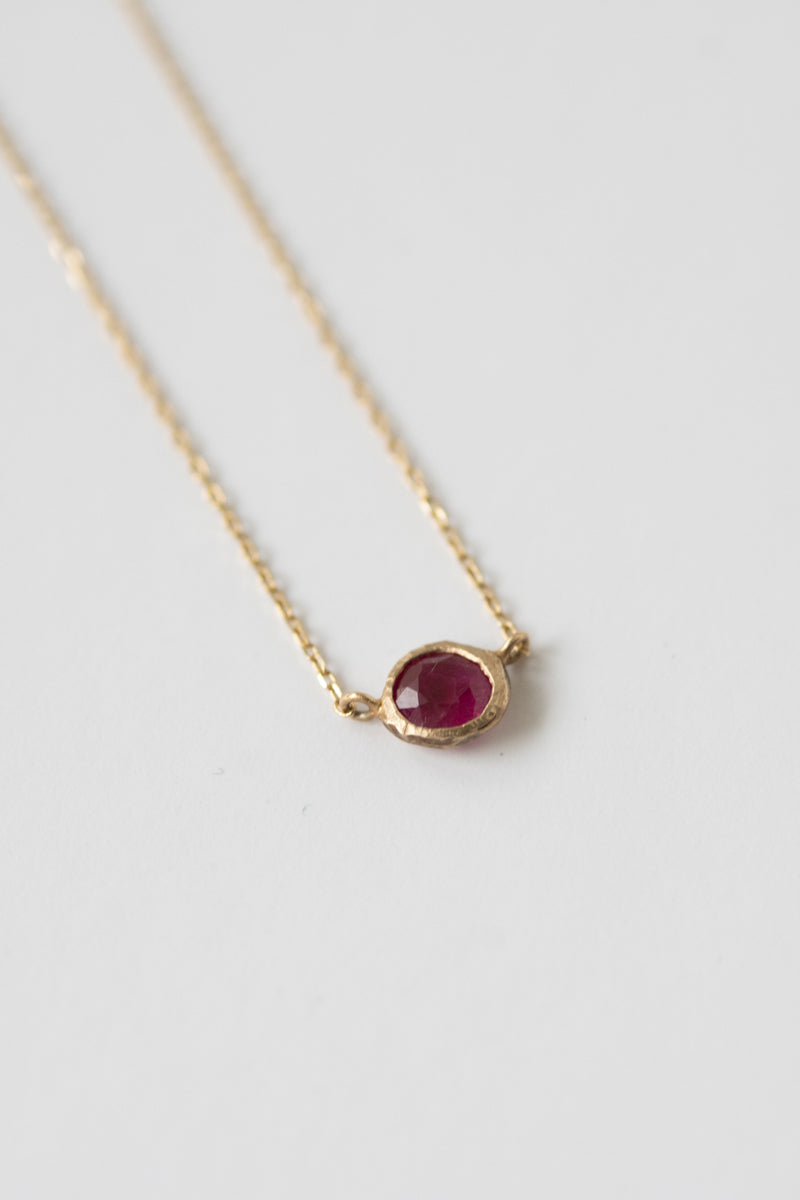 MONAKA jewelery Rough collet Ruby Necklace /K10