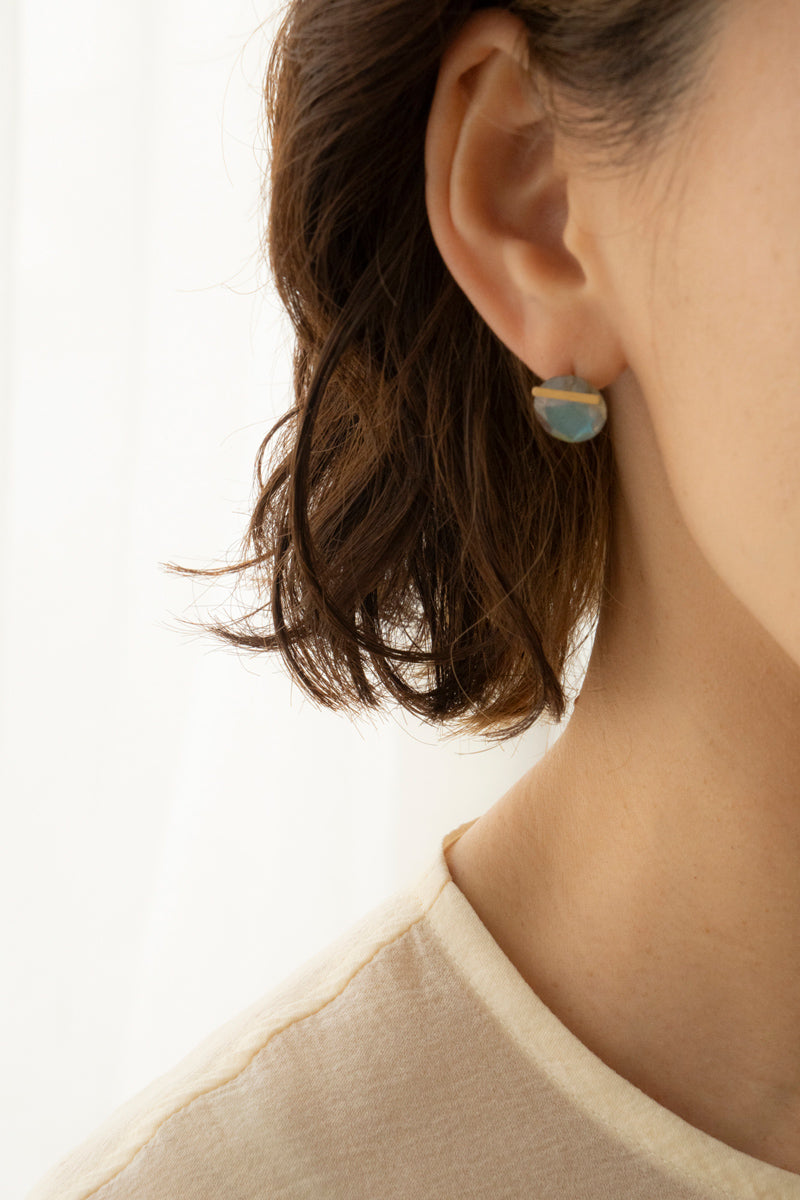 MONAKA jewellery Labradorite bar stone pierce ピアス/K18