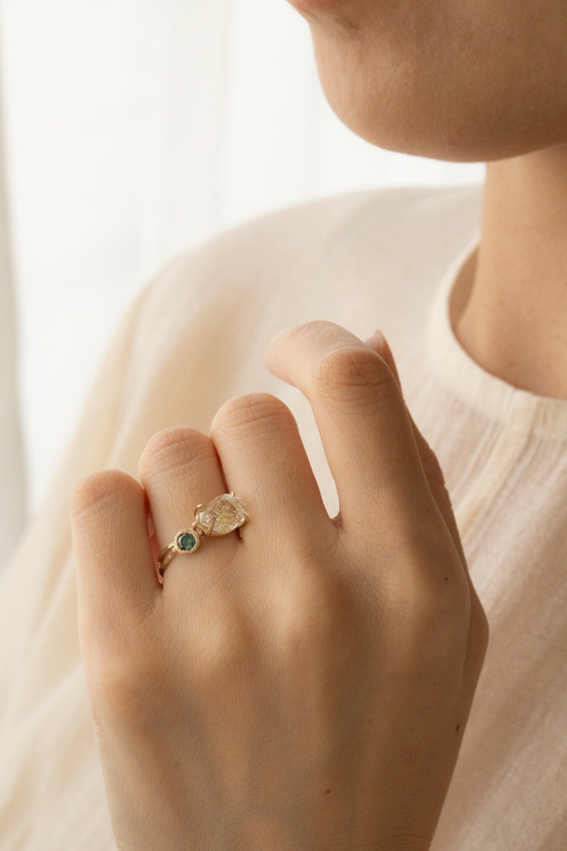 MONAKA jewellery Rough collet blue diamond Ring ブルーダイヤモンドリング/K10