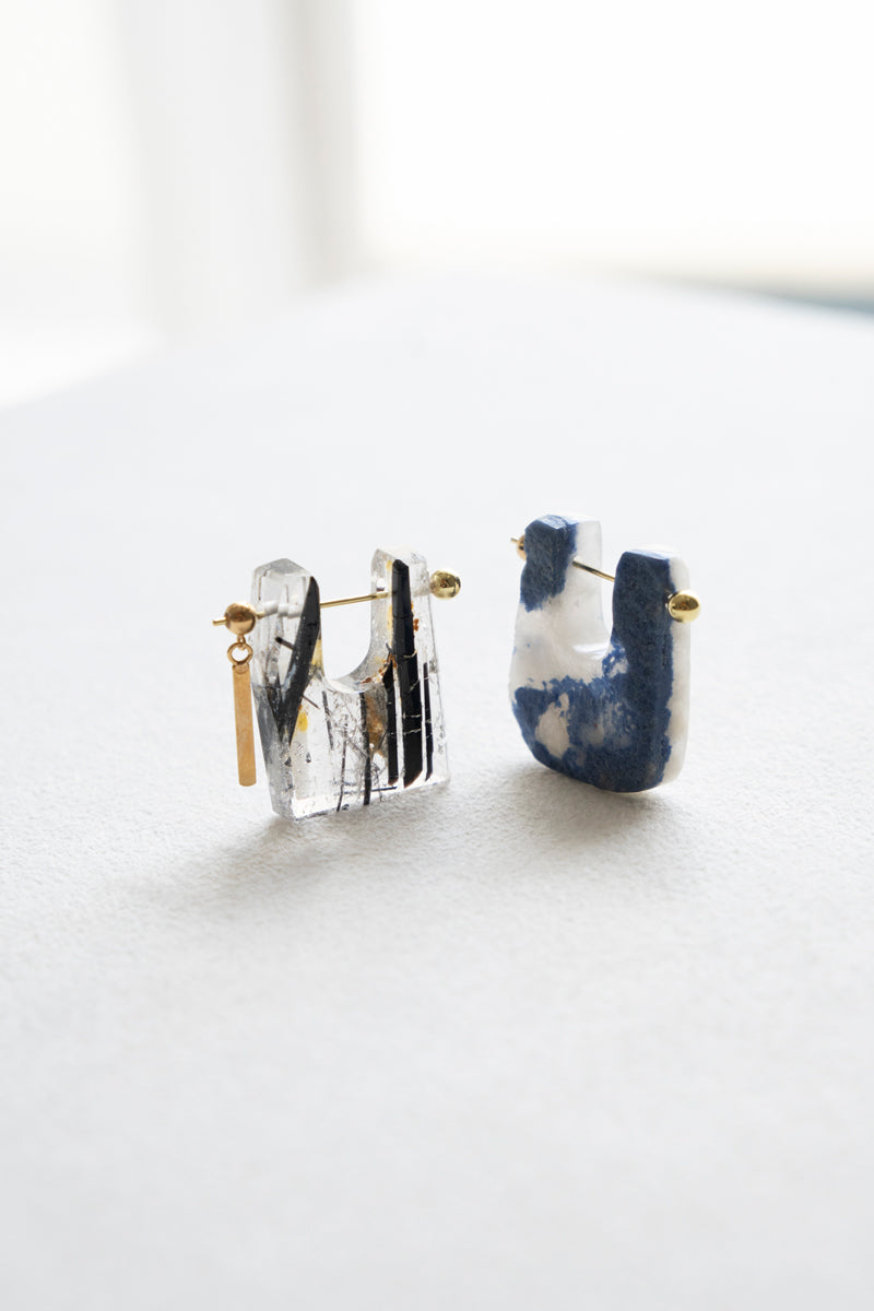 MONAKAjewellery Tourmalinated Quartz Rock pierce /K18