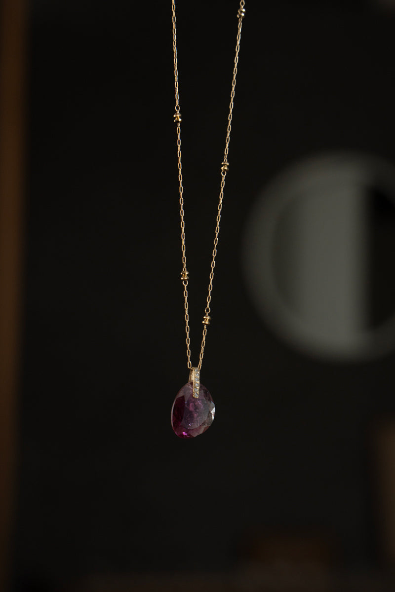 MONAKA jewellery Hibiki Pink Tourmaline Pendant Top /K18