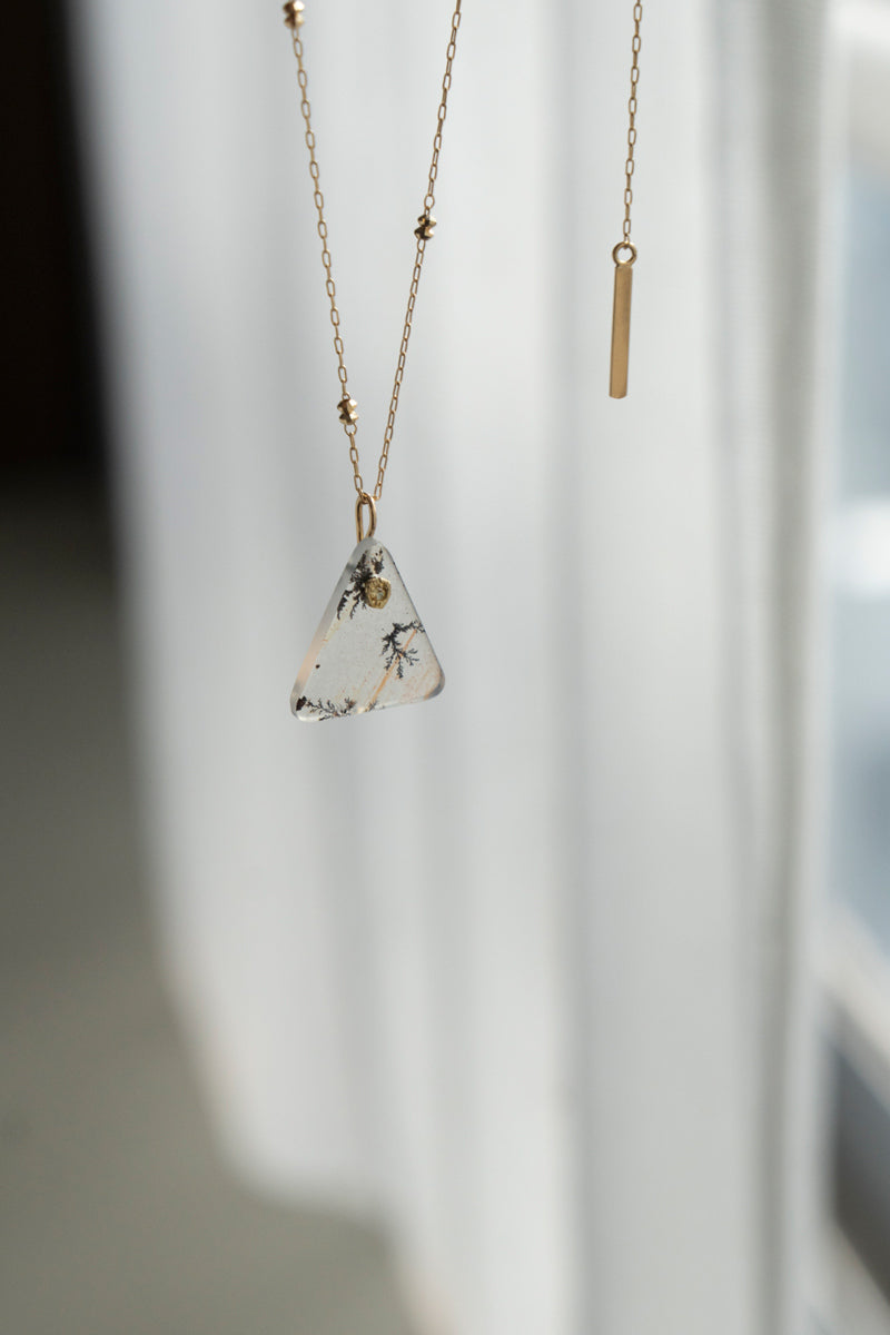MONAKAjewellery flat Dendritic Quartz Necklace Charm Top /K18