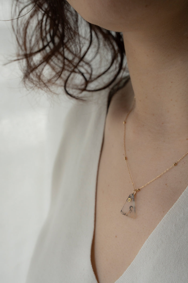 MONAKAjewellery flat Dendritic Quartz Necklace Charm Top /K18
