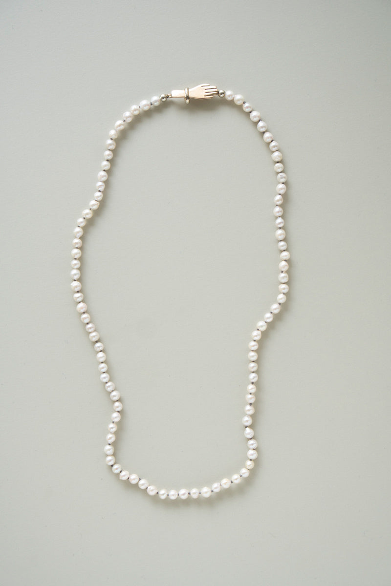 PALA Hand end natural AKOYA pearl all knotted necklace ホワイトアコヤパールネックレス /K10