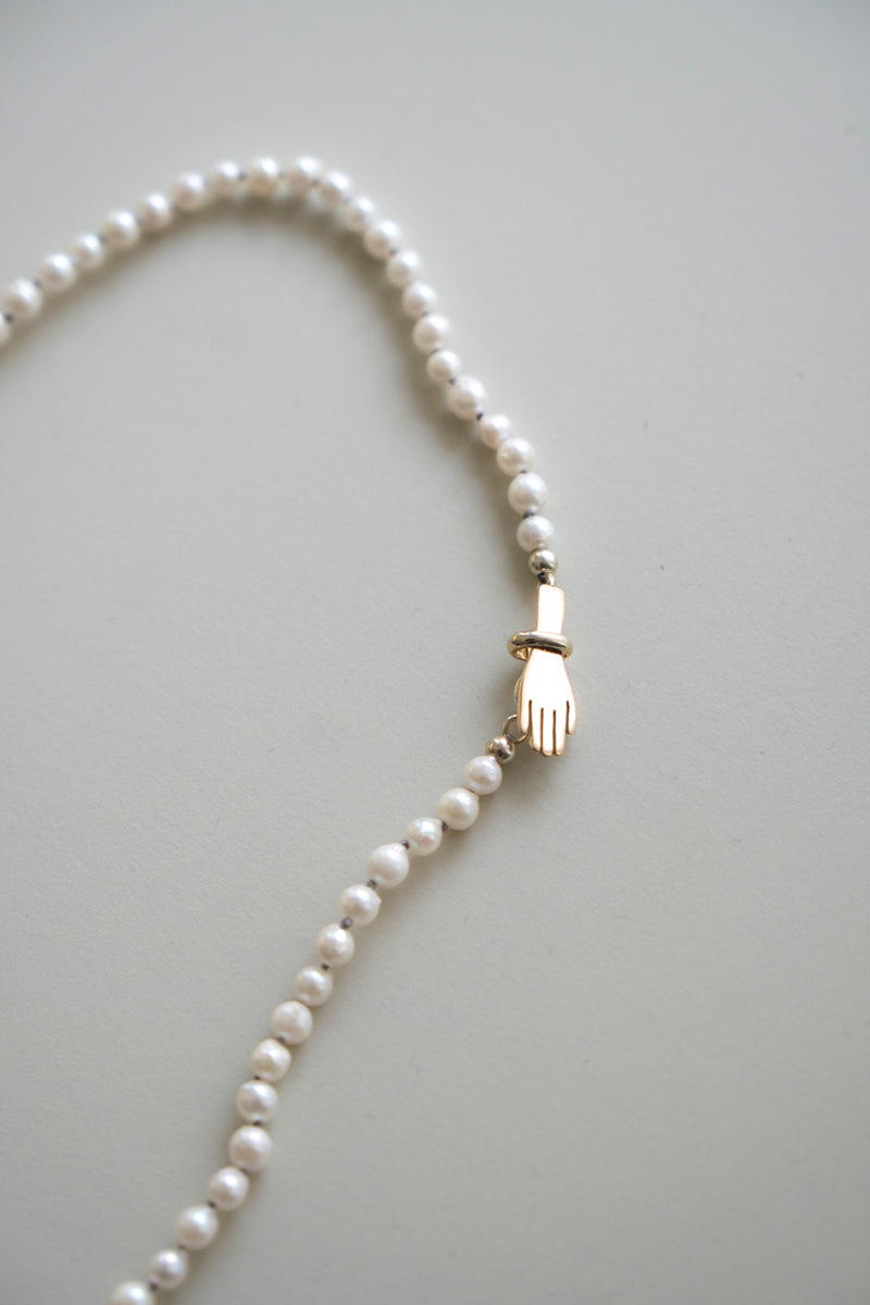 PALA Hand end natural AKOYA pearl all knotted necklace ホワイトアコヤパールネックレス /K10