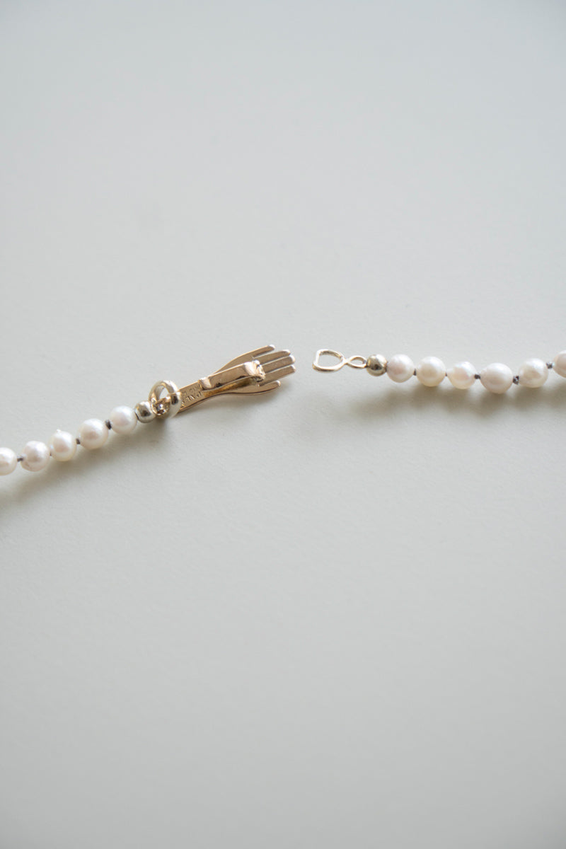 PALA Hand end natural AKOYA pearl all knotted necklace ホワイトアコヤパールネックレス /K10