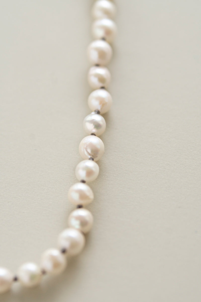 PALA Hand end natural AKOYA pearl all knotted necklace ホワイトアコヤパールネックレス /K10