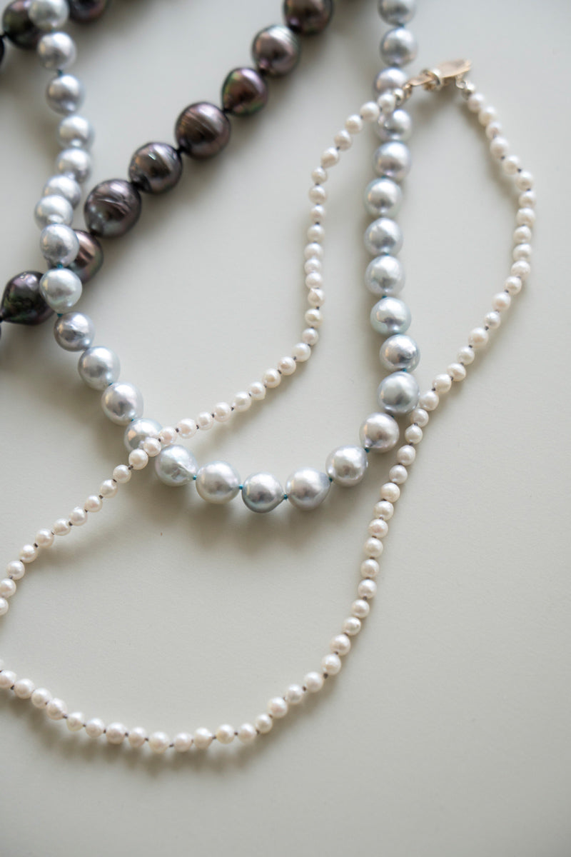 PALA Hand end natural AKOYA pearl all knotted necklace ホワイトアコヤパールネックレス /K10