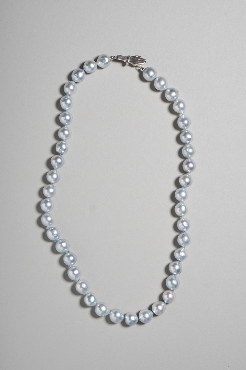 PALA Hand end natural AKOYA pearl all knotted necklace グレーアコヤパールネックレス /K10
